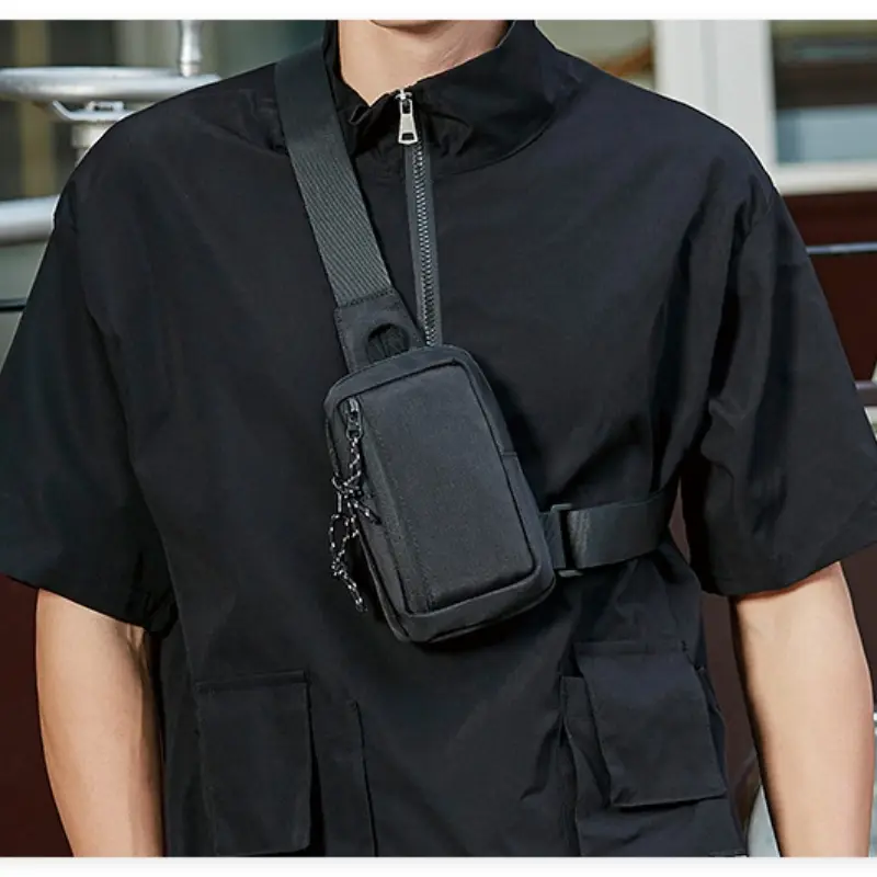 Men's Chest Bag Crossbody Backpack, Japanese Street Style Mini Waist Pack, Simple Shoulder Bag for Sports & Daily Use, Casual Waist Bag, Crossbody Fanny Pack, Casual Bum Bag, Zipper Bum Bag, Waist Belt Bag, Workout Fanny Pack