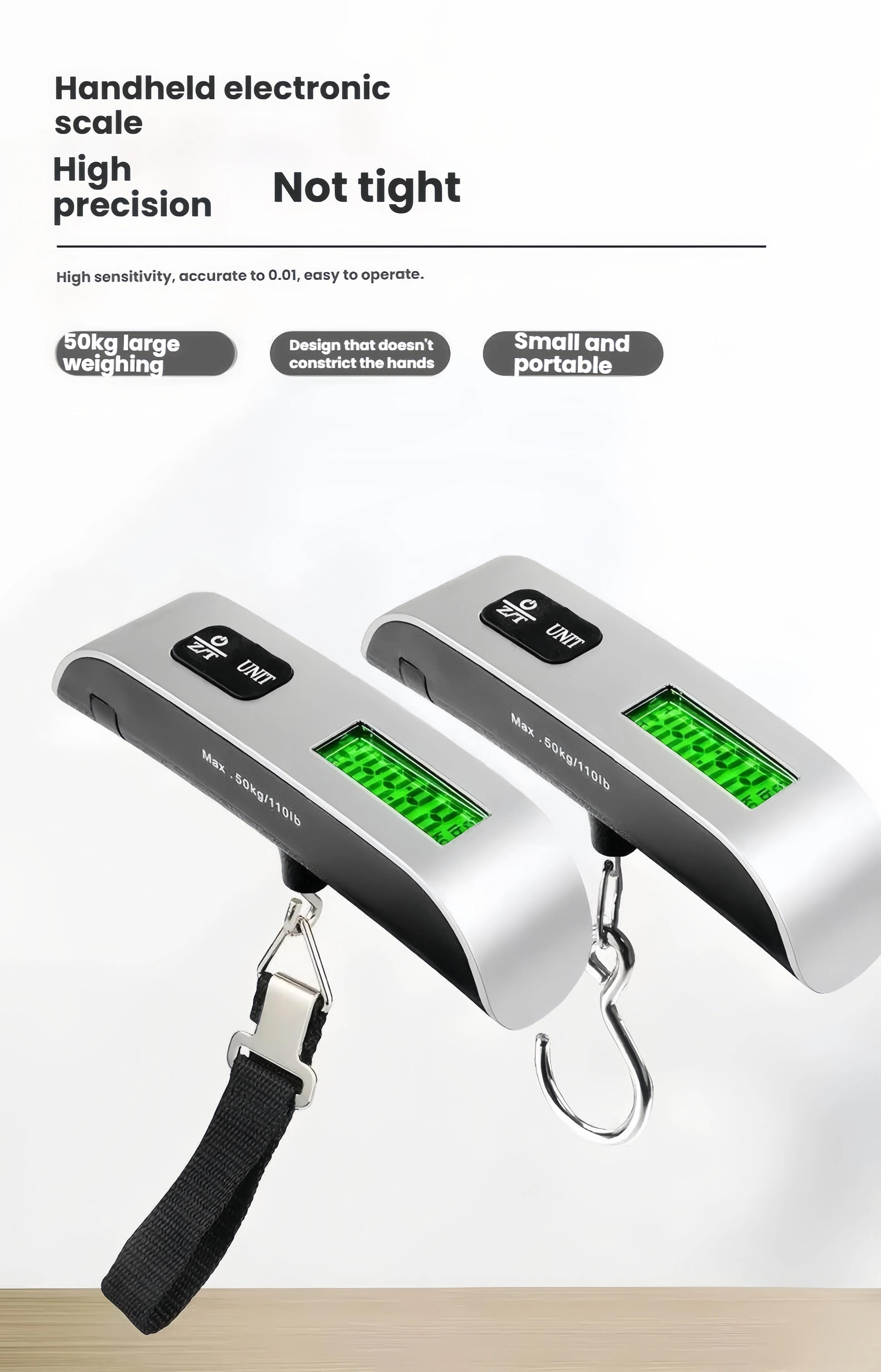 Portable Digital Luggage Scale, Pet Scale for Accurate Weighing, 110lbs Hanging Baggage Scale with Backlit LCD Display, Portable Suitcase Weighing Scale, Travel Luggage Weight Scale with Hook, Strong Straps for Travelers