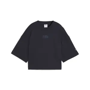 PUMA Womens Premium Essentials Oversized Crew Neck Short Sleeve Casual Tops Casual - Blue