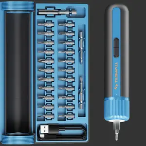 Tilswall Electric Screwdriver kit All-in-One 25 S2 Metal Magnetic Bits,4 Torque Settings,4V Cordless Portable Repair Tool Set for Door Window Cabinet Furniture Desktop Chair ToyCar Hardware DIY