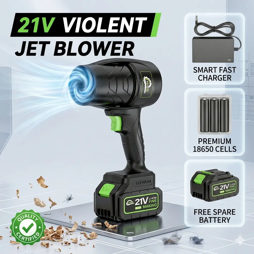 Portable Multifunctional Jet Blower - Handheld Cordless Rechargeable Lithium Battery Blower, Powerful Adjustable Power Tool for Dust Removal, Leaf Clearing, Handheld Cordless Blower