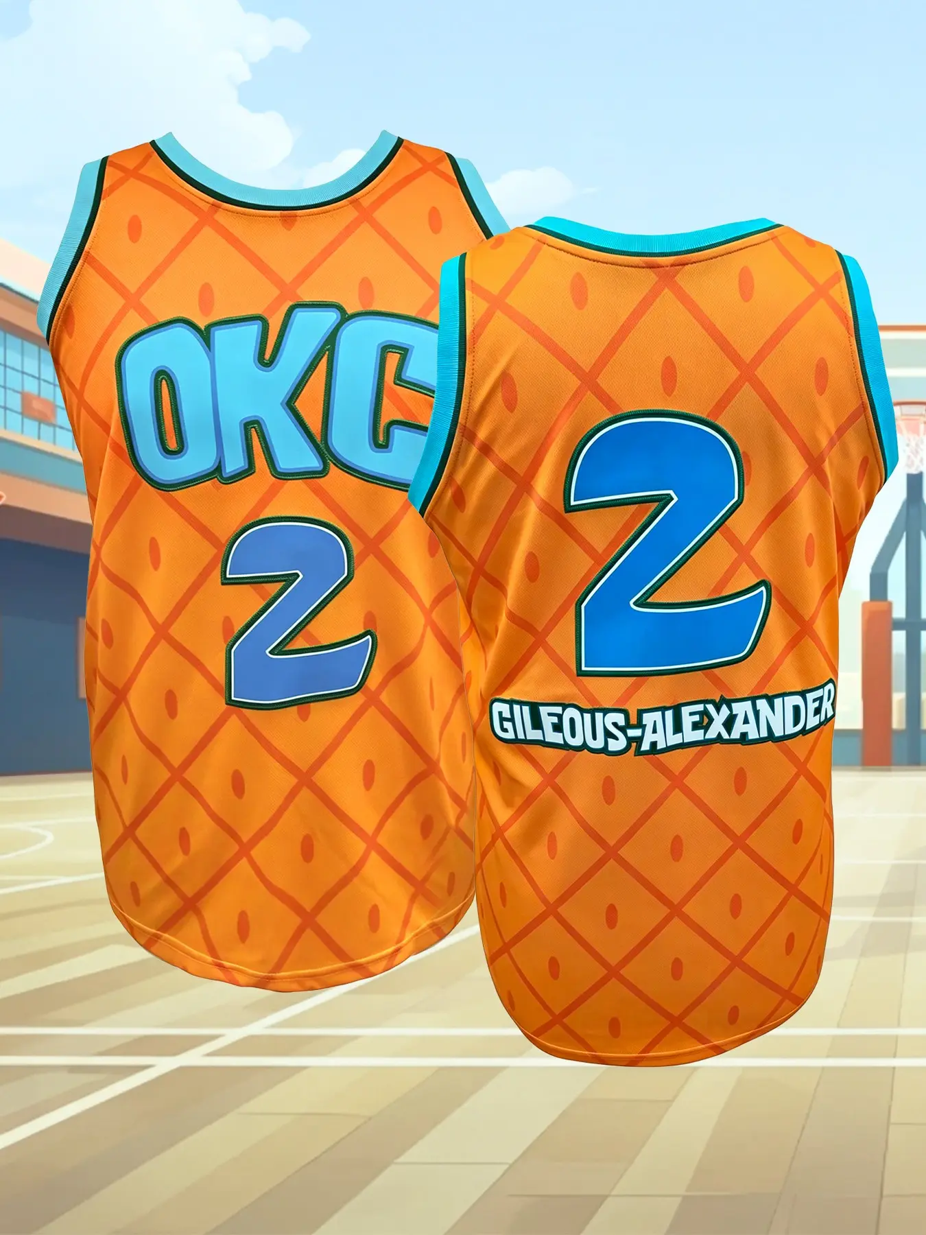 Unisex Premium Embroidered Number 2 Basketball Jersey, Unique Orange Pineapple Design, Quick Dry Breathable Athletic Top for Daily Wear and Sports