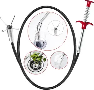 Drain Snake Hair Clog Remover Tool - Sink Drain Cleaner for Sewer Kitchen Bathroom Shower Tub Toilet Clogged Drains Opener Cleaning Tool, Flexible Grabber Claw Pick Up Reacher Tool.