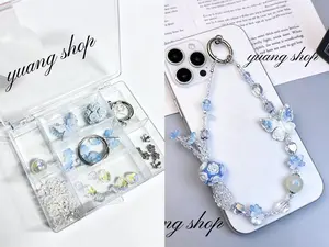 Phone Chain Kit（Flower Ball） Materials Craft DIY Handmade Beaded For Beginners-Flower Garden,Pretty Mother's Day Gift,Bag Chain Charm,Stylish Cellphone Lanyard For Women,Fashionable Wrist Strap For Smartphones