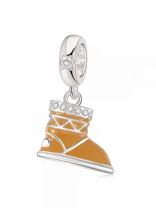 Silver Color Copper Charm Pendant, Zircon Snowflake Design, All-Over Print, Winter Gift, Cute Atmosphere, Versatile Jewelry