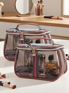 Brand New Retro Style Large Capacity Women's Makeup Storage, Waterproof Transparent Travel Toiletry Bag, Travel Makeup Organizer, Ideal for On-The-Go Use