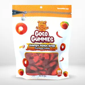 Goso Gummies Spicy Chamoy Peach Rings 8oz - Juicy Chewy Flavor Fruit Snack