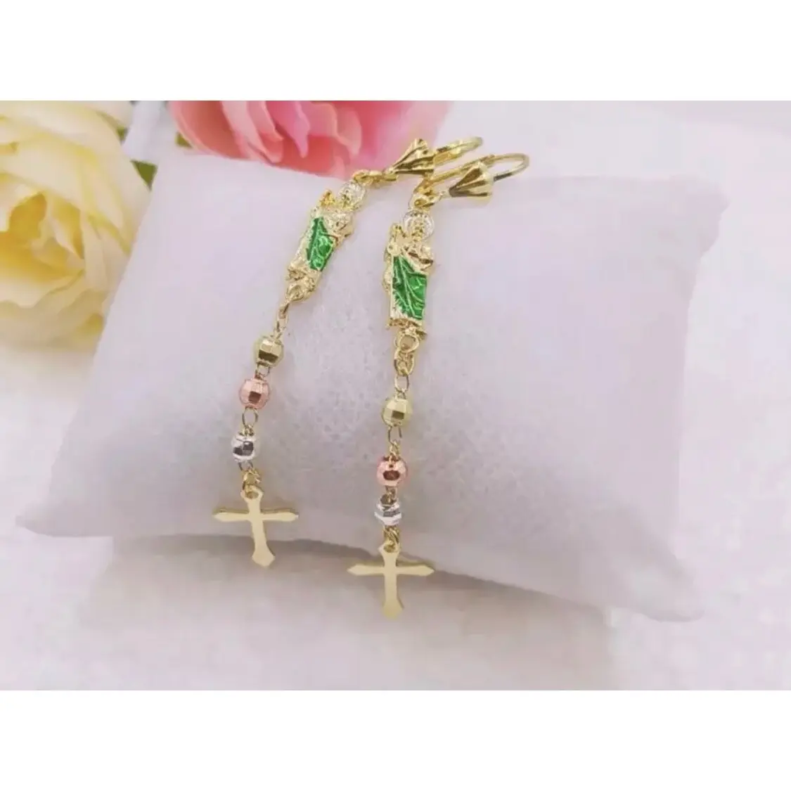 San Judas Tadeo Gold Laminate earrings for women