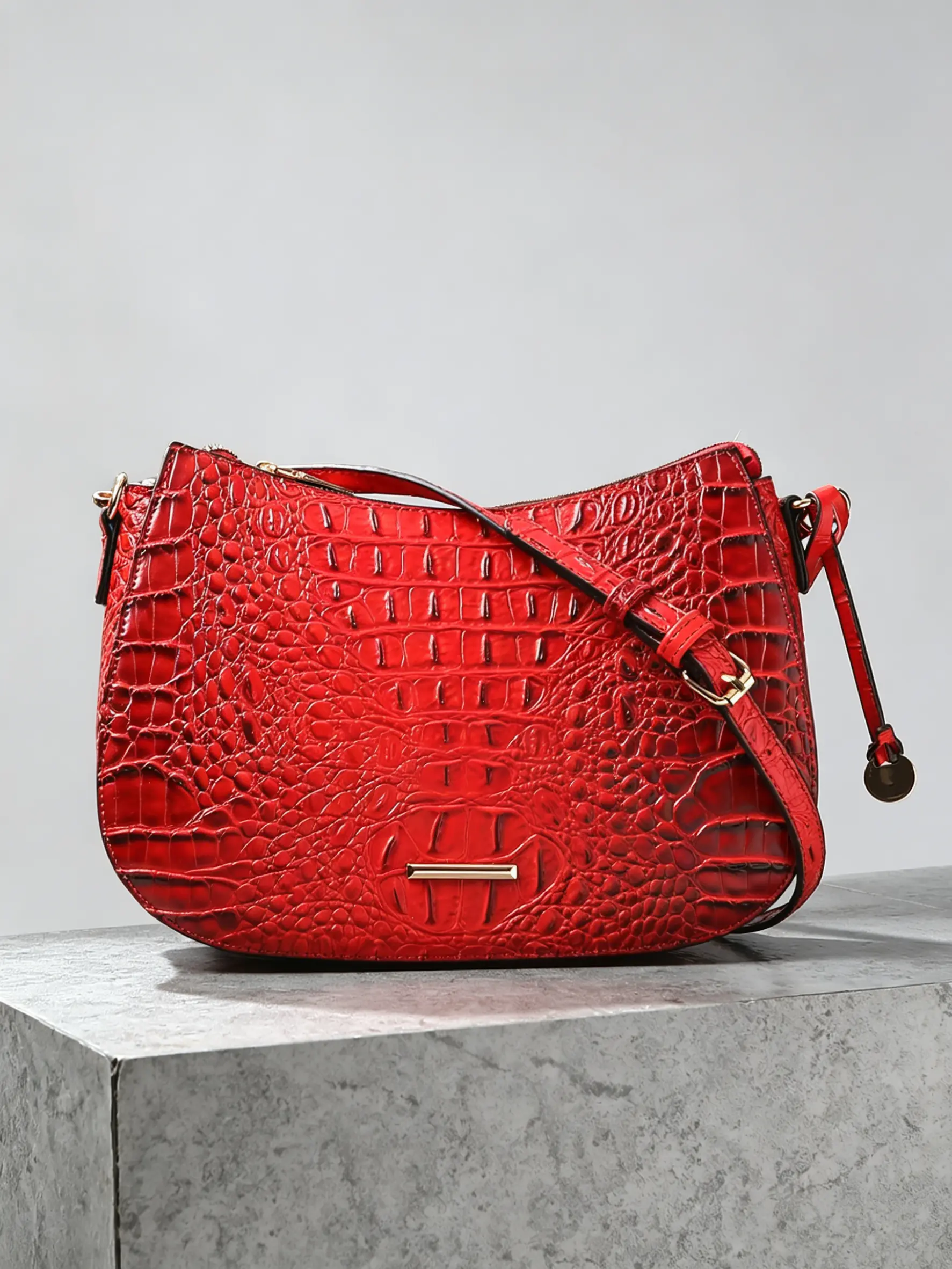 Crossbody Hobo Bag for Women, Elegant Crocodile Embossed Faux Leather Casual Shoulder Purse with Adjustable Strap, Casual Shoulder Bag, Elegant Embossed Bag