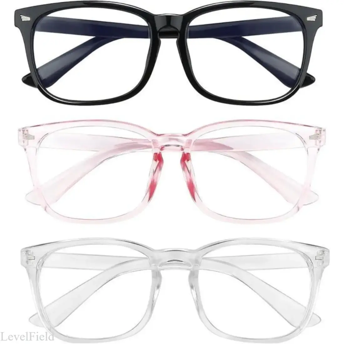 3-Pack Blue Light Blocking Glasses for Men & Women - Anti-Eyestrain Computer Eyewear, Lightweight Frame, Blue Reflective Lenses for Cycling & Daily Digital Device Use, Blue Reflective Glasses, Lightweight Frame Glasses