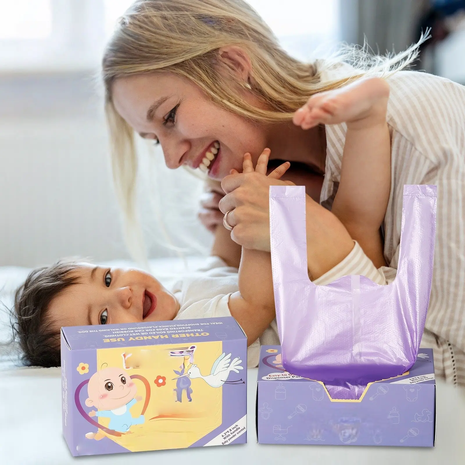 Nappy Bags, Disposal Diaper Bags, Diaper Bags Disposable, Scented Nappy Sacks, Travel Diaper Bags, On-the-go Nappy Sack Roll with Dispenser