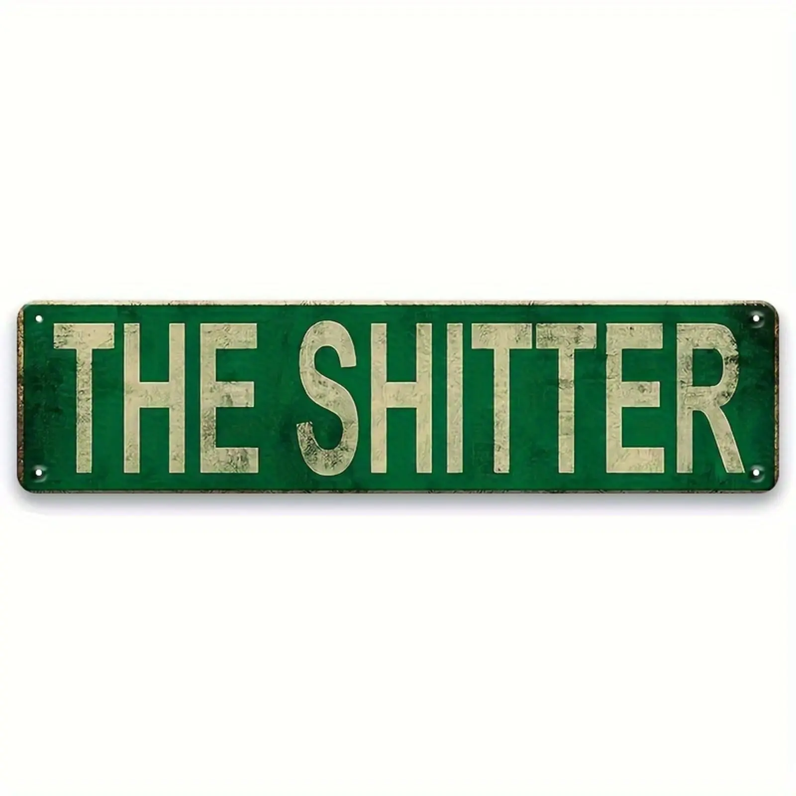 "The Shitter" Retro Metal Tin Sign - Vintage Green & White Distressed Iron Wall Decor for Man Cave, Home, Cafe, Shop, Garage, Bathroom - 4x16 Inch, Metal Wall Art Decor, Perfect for Room Decor