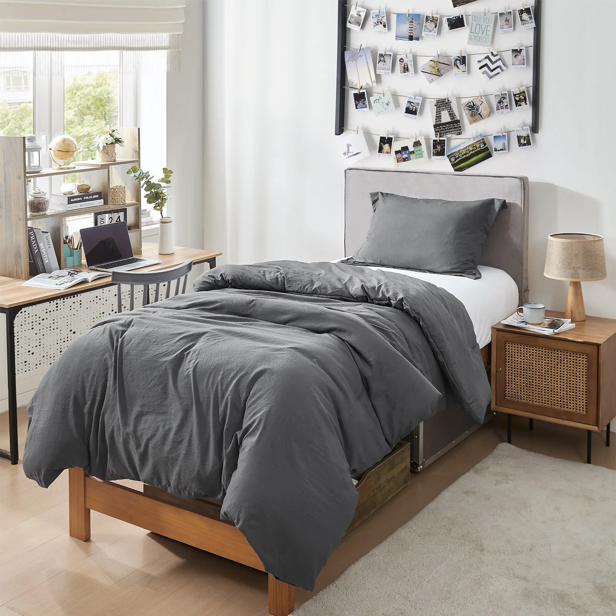 Natural Loft Coma Inducer Comforter with Cover - Charcoal
