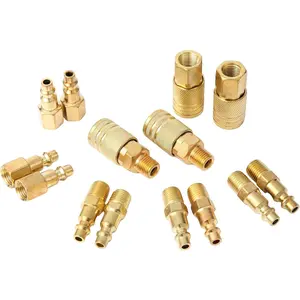14 Pcs Brass Quick Connect 1/4" Coppering Air Hose Fittings Premium Lightweight Air Compressor Quick Connect Fittings