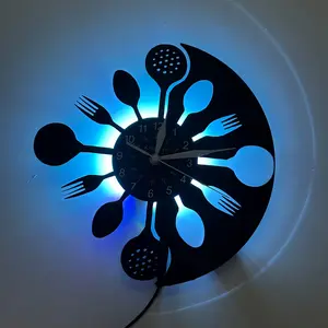 Creative Kitchen Utensil LED Clock, Retro Hollow Design, Wall Mount, Perfect for Kitchen, Restaurant, Coffee Shop, Easy Installation, Led Wall Clocks