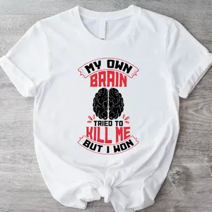 Stroke Awareness T-Shirt, My Own Brain Tried to Kill Me But I Won Shirt, Stroke Survivor Tee, Fighter Gift Tee, Stroke Warrior Shirt, Brain Surgery T-Shirt.