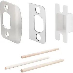 Door Lock Strike Plate with Spacer Shim, Door Latch Restorer, Universal Security Striker Repair Kits to Fix Door Won't Latch (Satin Nickel)