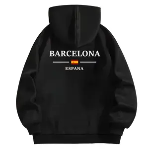 graphic hoodie sweatshirt breathable short sleeve tee with soccer inspired design boys Barcelona Spain casual streetwear for kids aged 12 and under