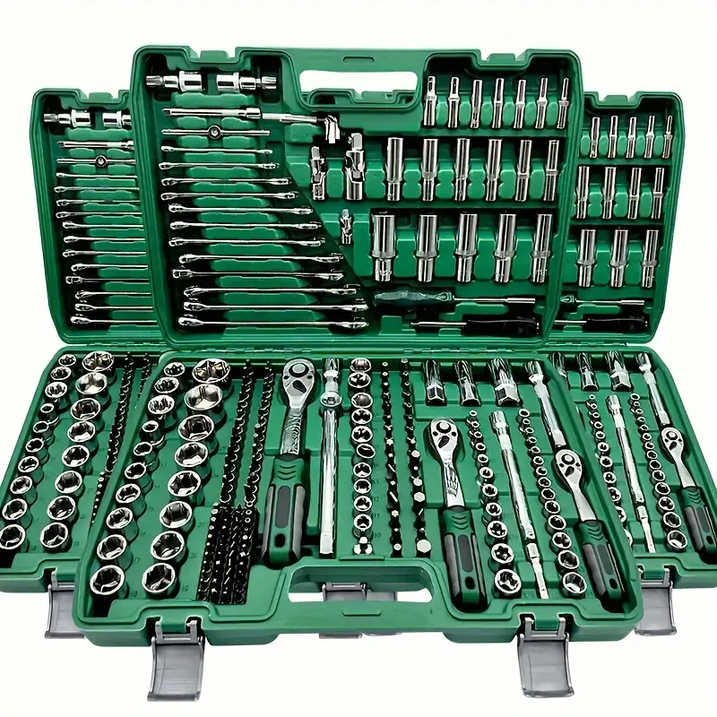 216-Piece Mechanic Tool Set: Comprehensive Auto Repair & Household Tool Kit with 1/2"" & 3/8"" Drive, Ratchet Wrench, Torque Wrench, and More