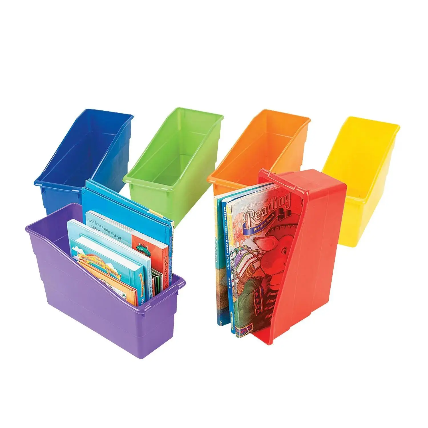 Colorful Plastic Classroom Book Bins - 3 1/2" x 7 1/4", 6 Pcs Colorful Plastic Classroom Book Bins - 3 1/2" x 7 1/4", 6 Pcs