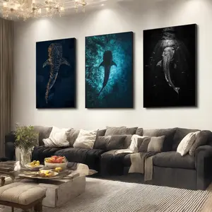 Whale sharks set of 3 art prints, Whale shark print, Abstract whale shark painting, Sea animal poster,Animal lover gift,Ready to hang Decor UnFramed wall decor set