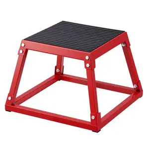 VEVOR Plyometric Jump Box, TikTokShopBlackFriday, 12 Inch Plyo Box, Steel Plyometric Platform and Jumping Agility Box, Anti-Slip Fitness Exercise Step Up Box for Home Gym Training, Conditioning Strength Training, Red
