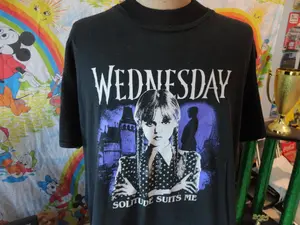 Wednesday The Addams Family Black T-Shirt Size 3XL Solitude Suits Me