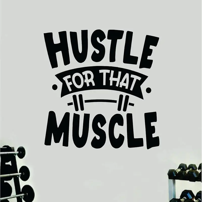 Hustle For That Muscle v5 Wall Decal Vinyl Sticker Gym Quote Home Decor Fitness