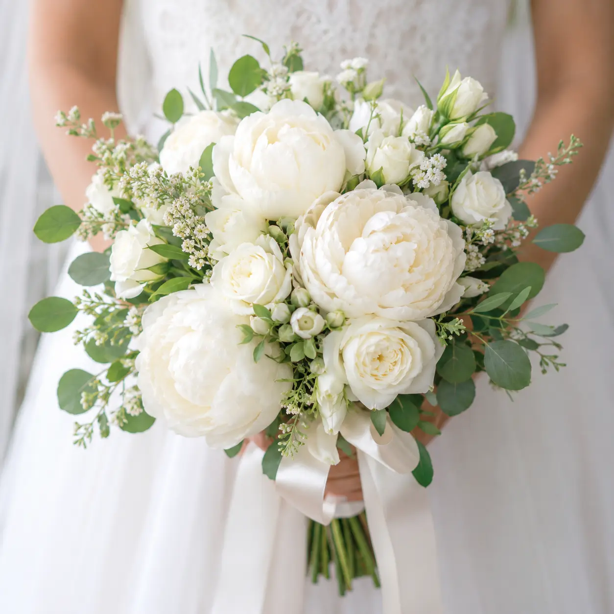 2 Bunches Artificial White Peony Flowers – Silk Peony Bouquets for Weddings, Parties, Table Centerpieces, Floral Arrangements and Home Décor