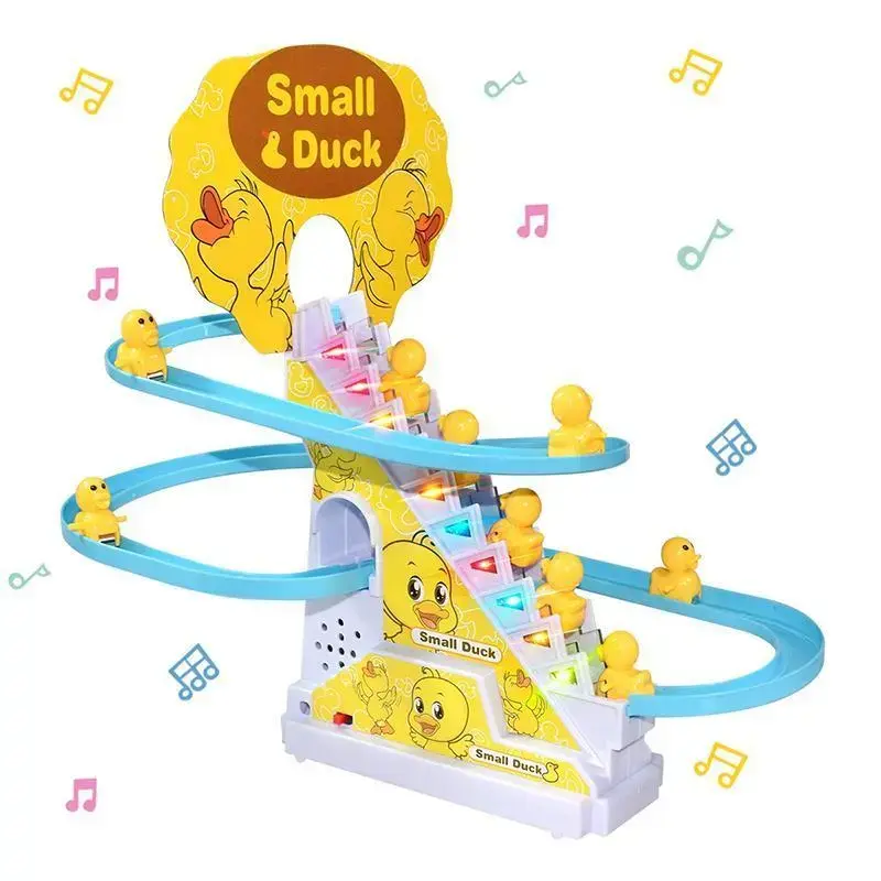 Electric Duck Racing Toy Set - Unisex ABS Plastic Dinosaur Climbing Ducks, Roller Coaster Track, Fun Play Toy for Kids