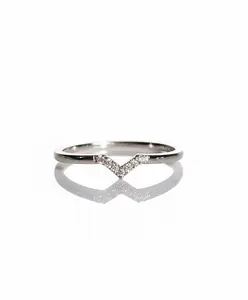 Sterling Silver 925 Dainty Chevron Ring
