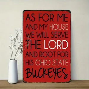 Room Decor Ohio State Buckeyes Vintage Metal Sign, 12x8 Inch Retro Iron Wall Decor Plaque for Home, Office Cafe, Pub and Sports Bars - Religious Theme summerwins