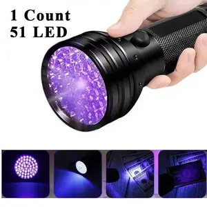 Portable UV Flashlight with 51 Leds, Light Detector for Dog Urine Pet Stains and Bed Bugs, 395 Nm Ultraviolet Torch