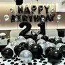 Chic 1100pcs Multi-Size Photo-Ready Black-Silver Party Decor Kit - 18" Foil Focal Pt Chrome Heart, 10" Agate Foil, Latex Balloons, 16" Black Happy Birthday Banner, 1000pcs Flower Petals, Garland Supplies for 16,18,20-30,40 Birthdays