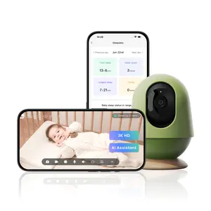 GrowingMonai Smart AI Baby Monitor with Camera and Audio, 3K HD WiFi Baby Camera with Cry & Covered-Face Detection, Safe Fence, Ultra-clear Night Vision, No Subscription, SD Storage & Cloud Backup