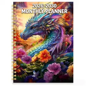 2026-2030 Monthly Planner/Calendar, 5-Year Monthly Planner, Spiral Bound Planner, Rainbow Dragon Cover Design Notebook, Yearly Calendar Planning, Monthly Tabs, 60-Month Calendar, 5.5 x 8.3 inches, 71 Sheets/142 Pages, Thick Paper, Elastic Cover