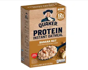 Quaker Protein Instant Oatmeal Banana Nut 12.9 Oz 6 Count Pack of 1 Now 12g Protein per Serving Healthy Breakfast Nutritional Boost