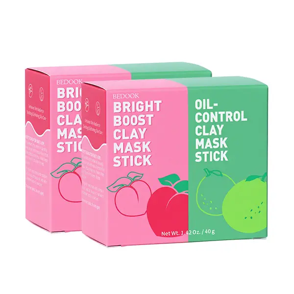 BEDOOK Bright Boost Clay Mask Stick & Oil-Control Clay Mask Stick（2-Piece Set）2-Set| Dual‑Effect Pore Care, Easy Wash‑Off Impurity Removal Skincare