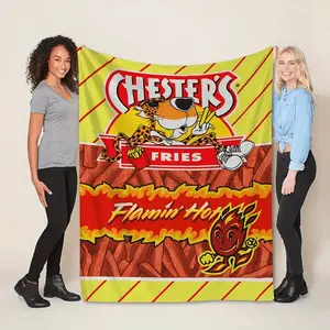 Creative French Fries Pattern Flannel Blanket For Couch Sofa Office Bed Camping Travel, Multi-Purpose Gift Blanket For All SThanksgiving Father's Day Children's Day holiday gifts for family and children