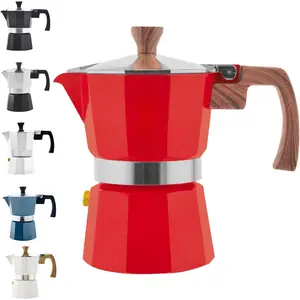 Milano Stovetop Espresso Maker Moka Pot 3 espresso Cup - 5oz, Red - Cuban Coffee Maker Stove top coffee maker Moka Italian espresso greca coffee maker brewer percolator