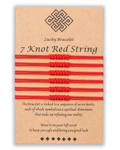 7 Knots Red String Bracelet - Handmade String Bracelets Good Luck Gift for Women Men Family Fashion Jewelry for Party, Daily Clothing Decor,