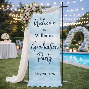Personalized Linen Tapestry, Graduation Photo Banner, Custom Name Sign, Party Backdrop Decor