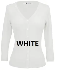 Cardigan Women's Sweater Button Down Retro Vintage Lightweight  Ye Mak V-Neck White