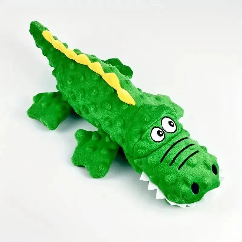 Crocodile Shaped Squeaky Dog Chewing Toy, Durable Interactive Plush Toy for Cats and Dogs, Bite Resistant Stuffed Animal Plushie