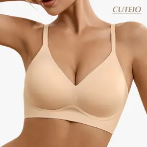 CUTEIO Wireless Bras for Women Comfy Seamless Bra No Underwire Bras Full Coverage Bralettes Soft Comfortable Everyday BraSupportive Full Coverage Bralette Regular--BA1047A