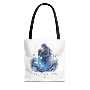 Aquarius Zodiac Tote Bag | Astrology Birthday Gift for Her | Star Sign Aesthetic Tote Bag | Celestial Constellation Art