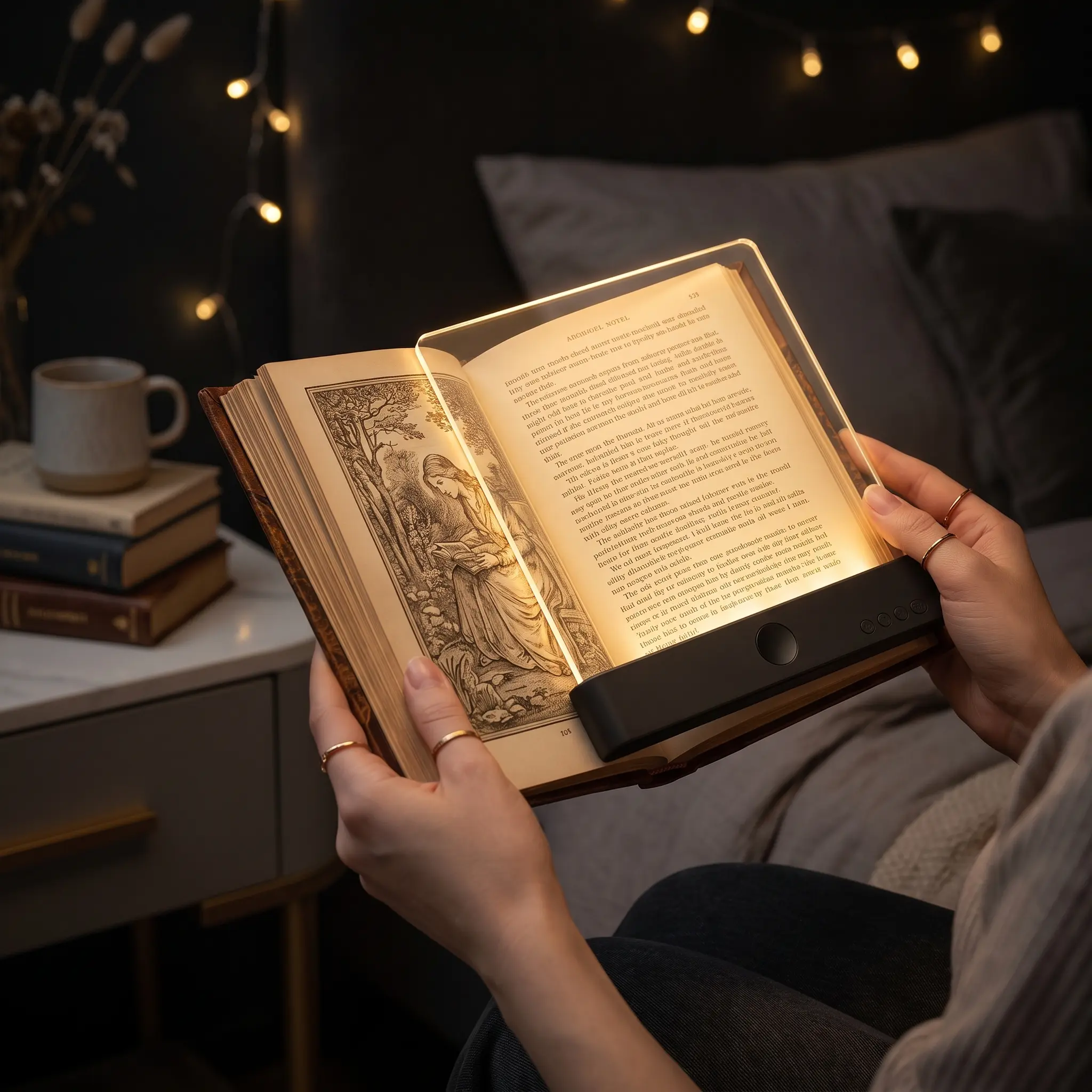 Rechargeable Flat Page LED Book Light for Bed, Eye Caring Clear Panel Reading Lamp, 99-Min Timer, 3 Color Modes, Quiet Bedside Light (Luz para Leer)