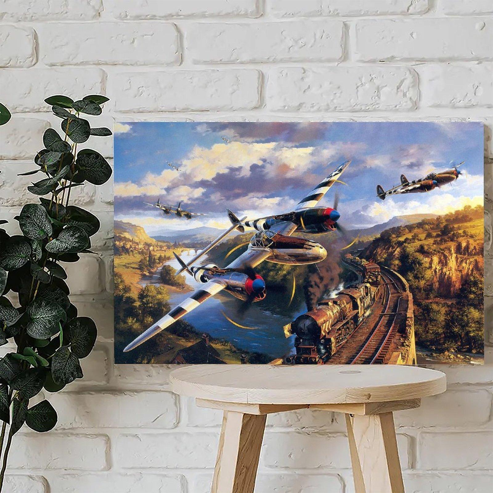 Military Fighter Poster P-38 Lightning Poster Decorative Painting Canvas Wall Art Picture Print Modern Family Bedroom Decor