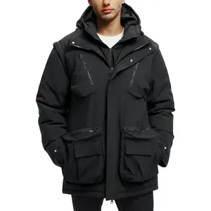 Men's Winter Coats Warm Water Resistant Puffy Hooded Windbreaker Insulated Parka Jackets with Removable Hood