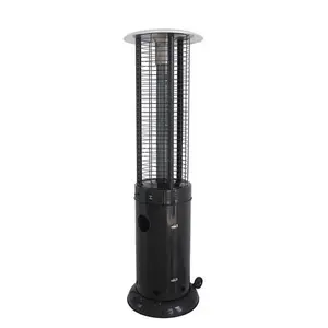 Hiland  AZ Patio Heaters Round Commercial Glass Cylinder Patio Heater in Black with Black Tube